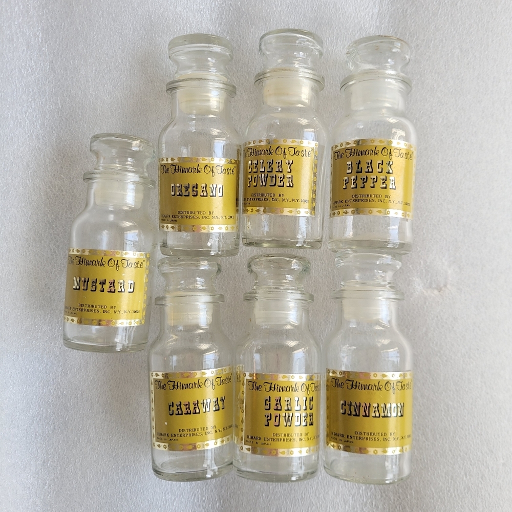 Vintage Apothecary Bottles Spice Jars Set Of 7 - Picture 2 of 8